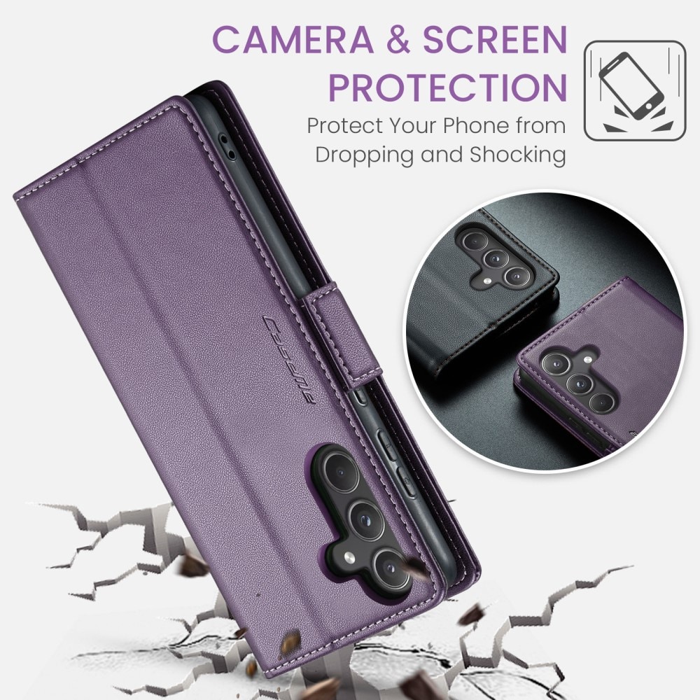 Samsung Galaxy A55 RFID blocking Slim Wallet Case Purple