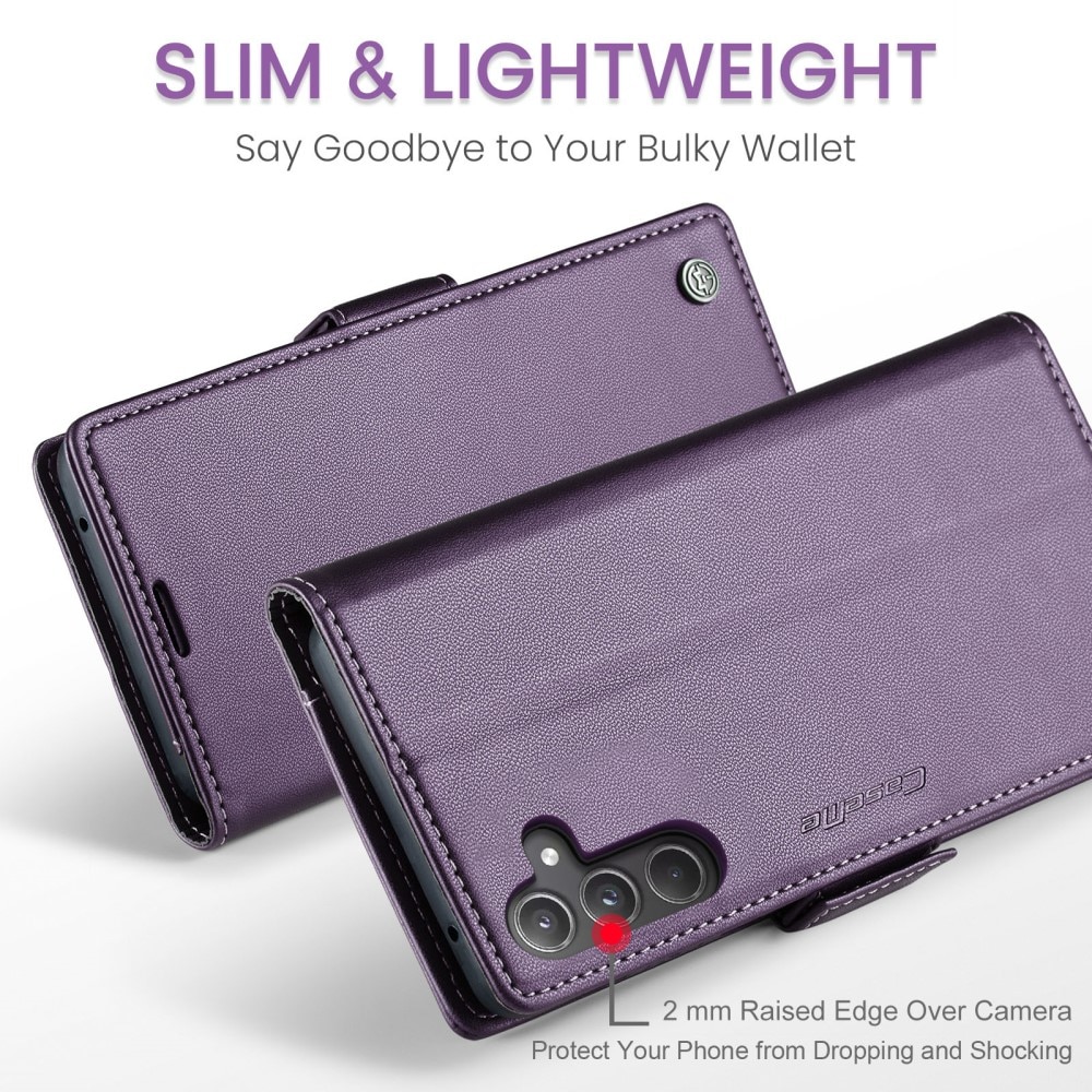 Samsung Galaxy A55 RFID blocking Slim Wallet Case Purple