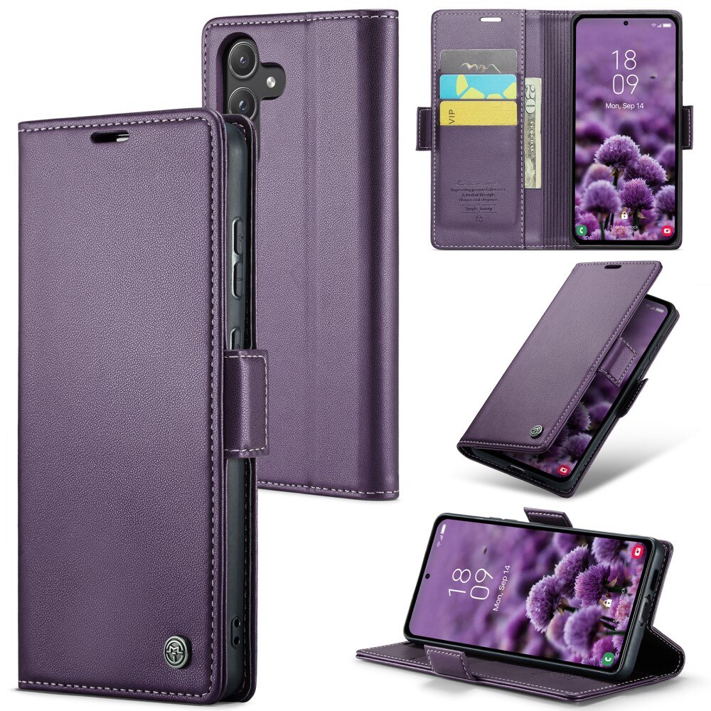 Samsung Galaxy A55 RFID blocking Slim Wallet Case Purple