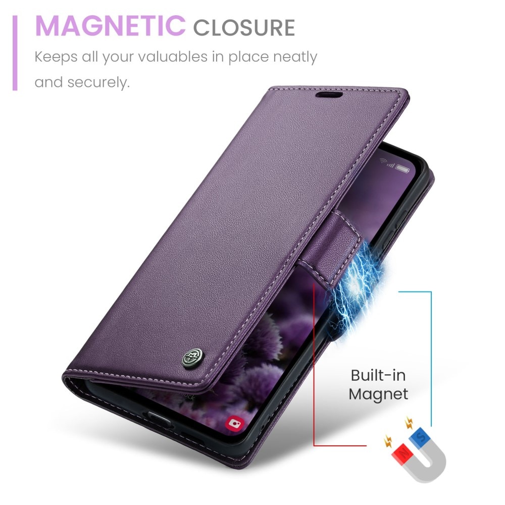 Samsung Galaxy A55 RFID blocking Slim Wallet Case Purple