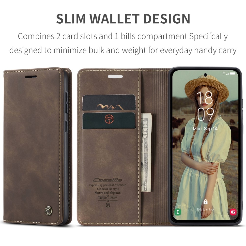 Samsung Galaxy A55 Slim Wallet Case Brown