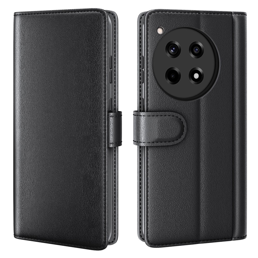 OnePlus 12R Genuine Leather Wallet Case Black