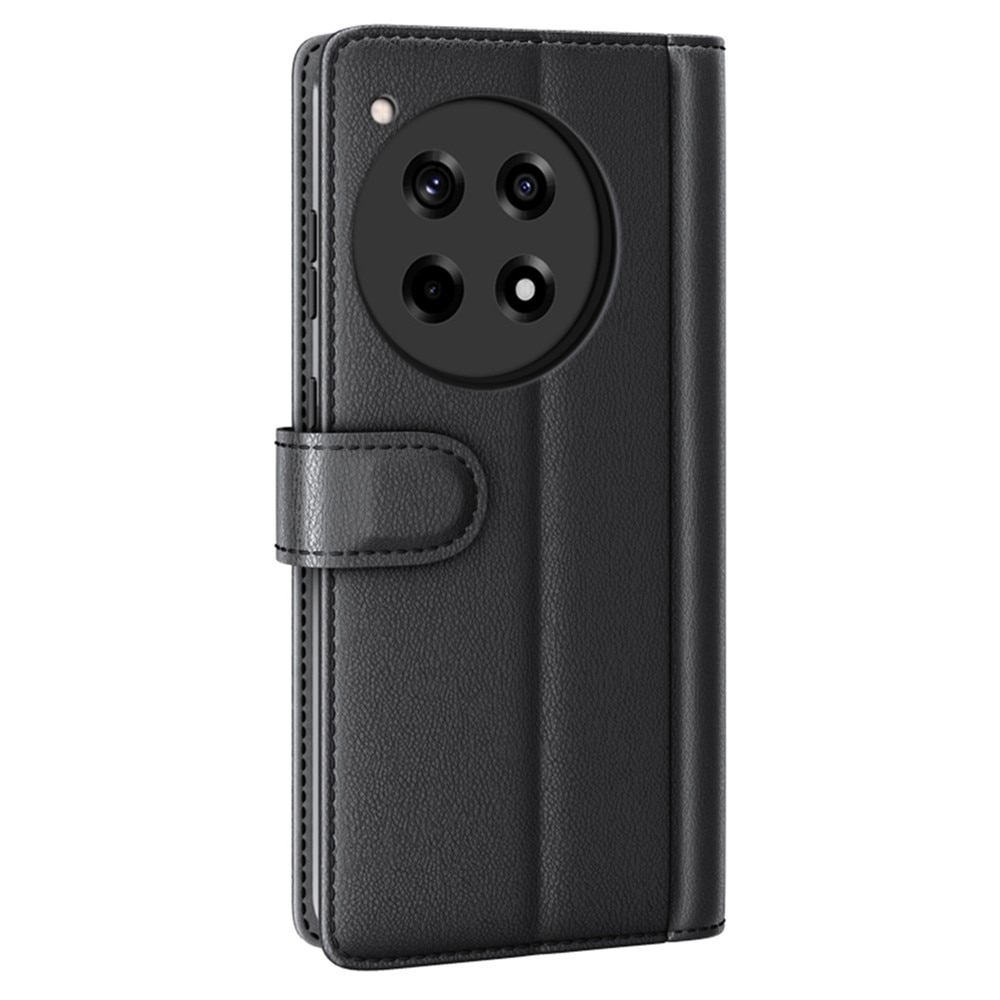 OnePlus 12R Genuine Leather Wallet Case Black