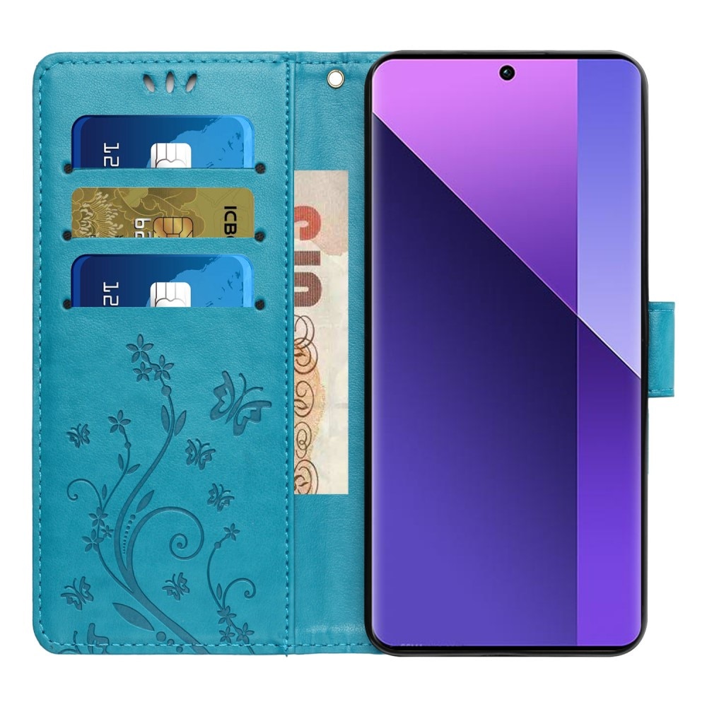 Xiaomi Redmi 13C Leather Cover Imprinted Butterflies Blue