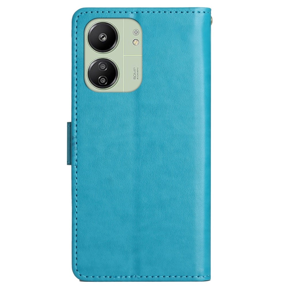 Xiaomi Redmi 13C Leather Cover Imprinted Butterflies Blue