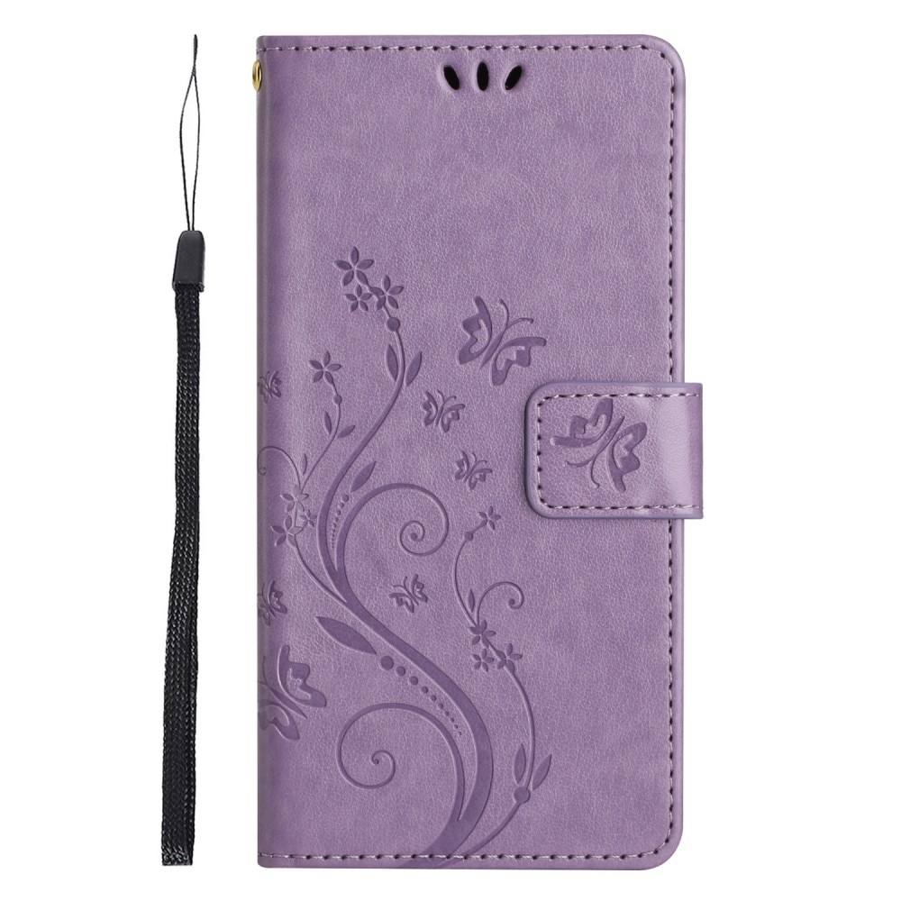 Xiaomi Redmi 13C Leather Cover Imprinted Butterflies Purple