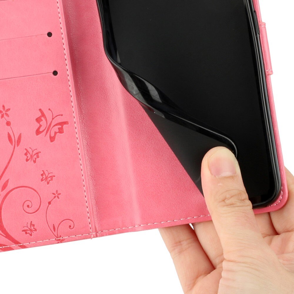 Xiaomi Redmi 13C Leather Cover Imprinted Butterflies Pink