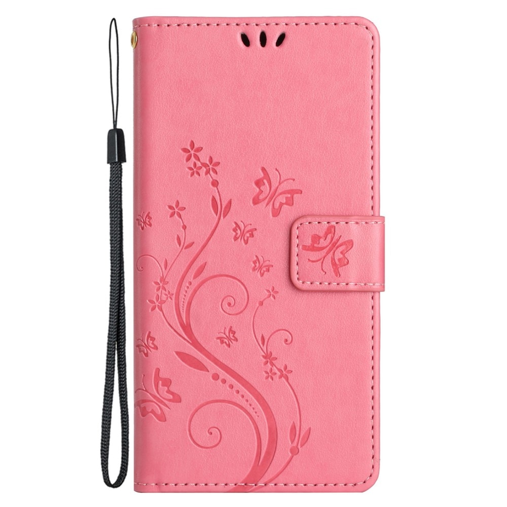Xiaomi Redmi 13C Leather Cover Imprinted Butterflies Pink