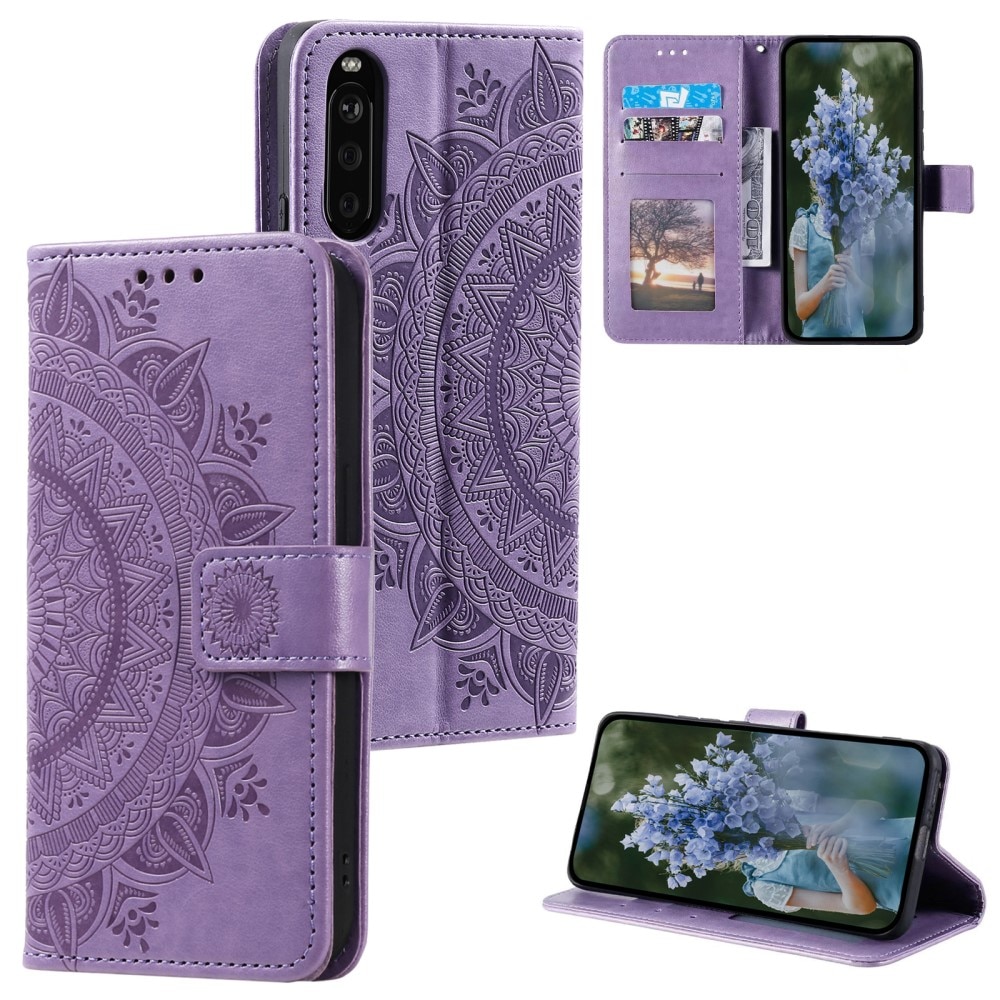 Sony Xperia 10 VI Leather Cover Mandala Purple