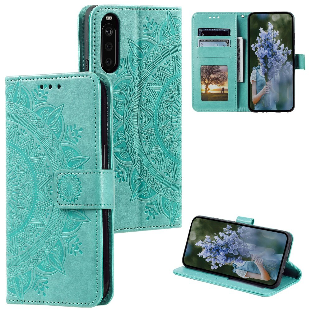 Sony Xperia 10 VI Leather Cover Mandala Green