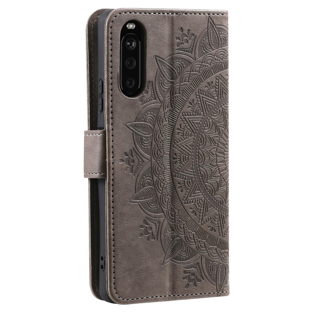 Sony Xperia 10 VI Leather Cover Mandala Grey