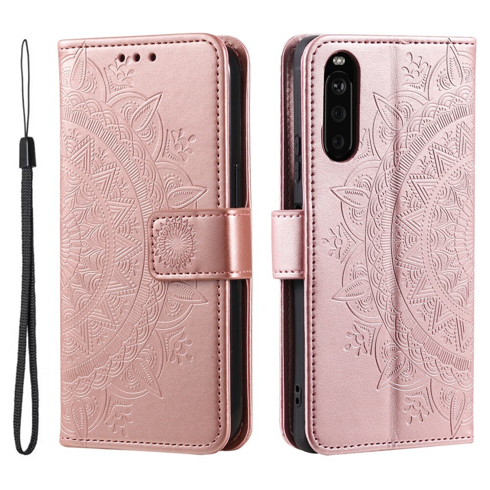 Sony Xperia 10 VI Leather Cover Mandala Rose Gold