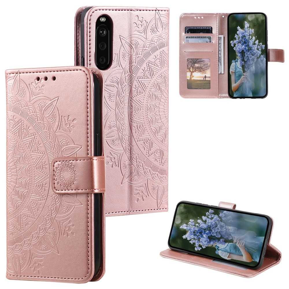 Sony Xperia 10 VI Leather Cover Mandala Rose Gold