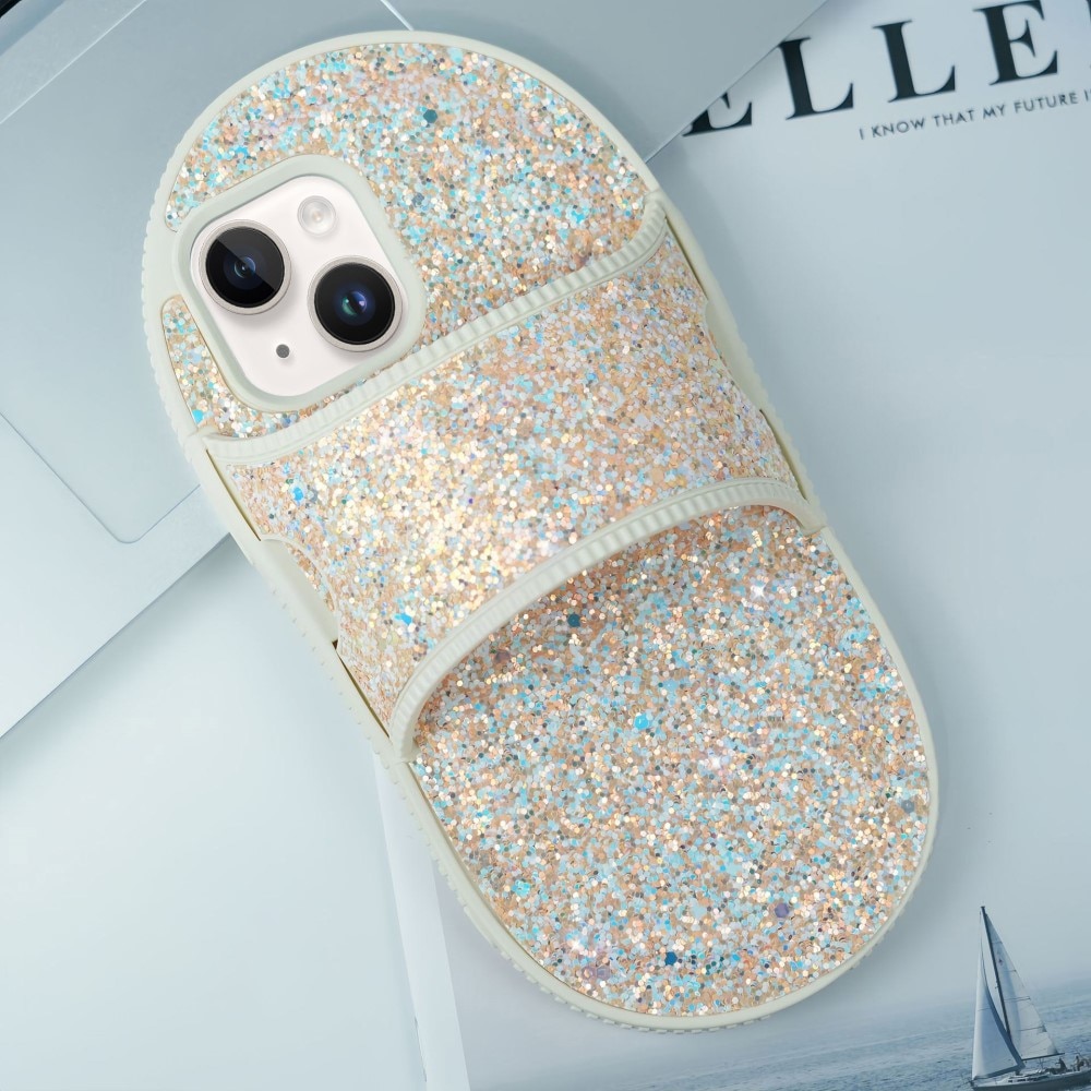 iPhone 15 Glitter Slipper Case Orange