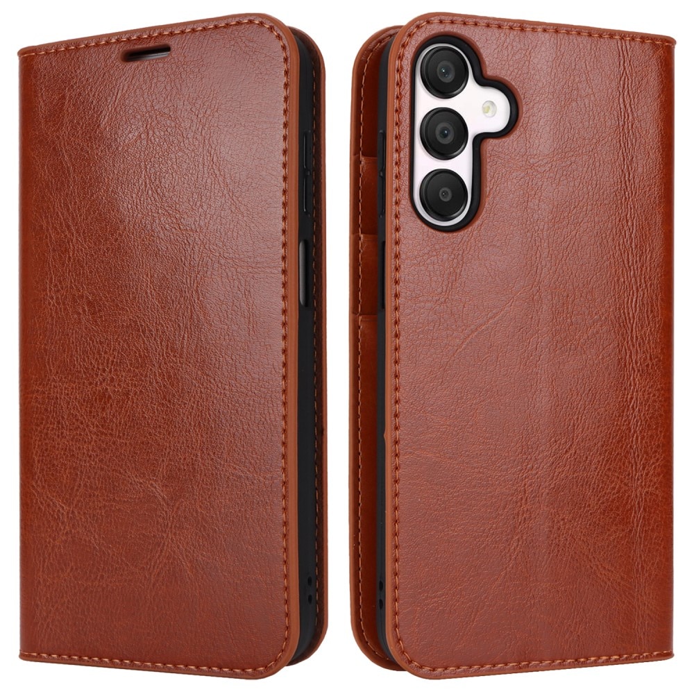 Samsung Galaxy A15 Genuine Leather Wallet Case Brown