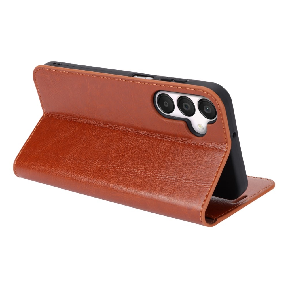 Samsung Galaxy A15 Genuine Leather Wallet Case Brown