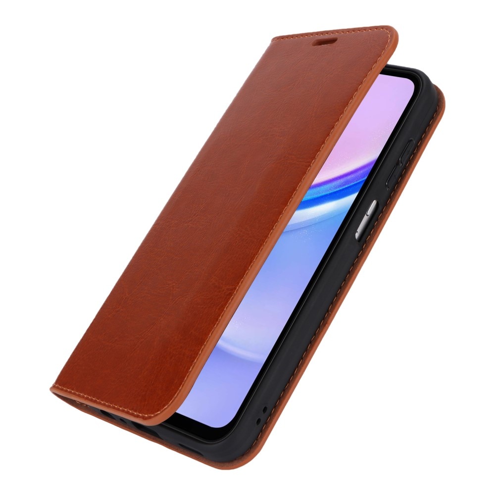 Samsung Galaxy A15 Genuine Leather Wallet Case Brown