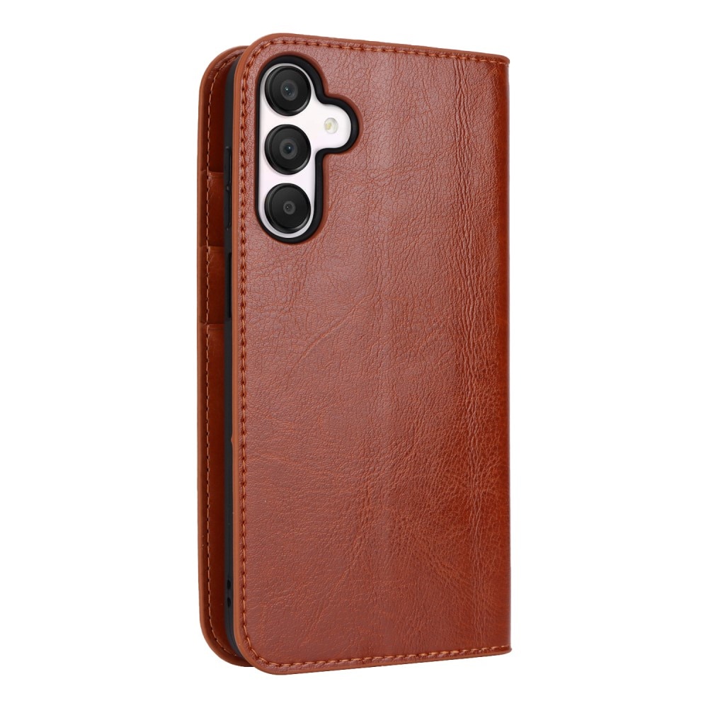 Samsung Galaxy A15 Genuine Leather Wallet Case Brown