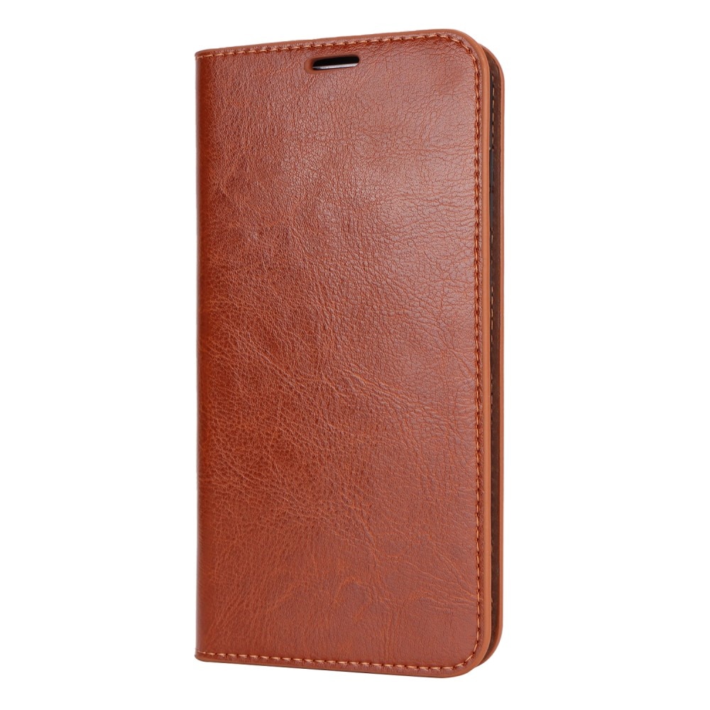 Samsung Galaxy A55 Genuine Leather Wallet Case Brown