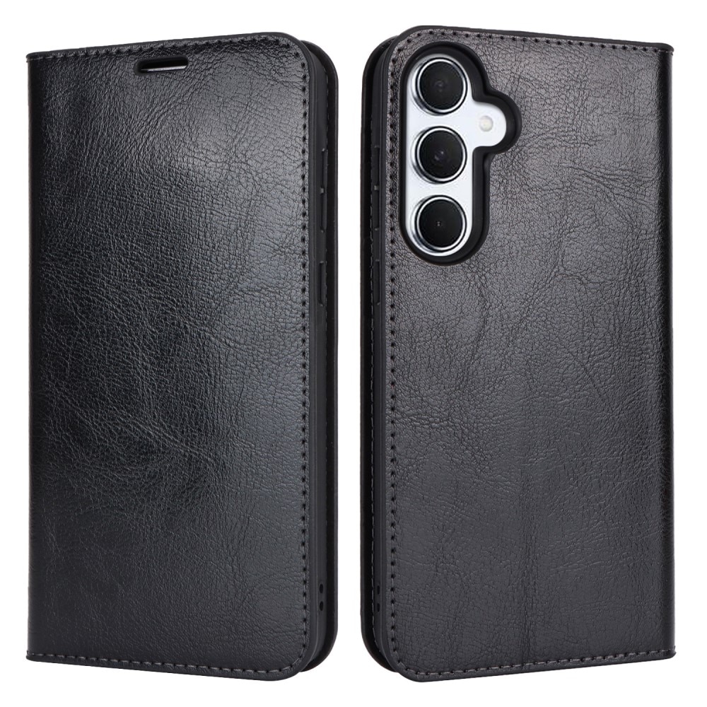 Samsung Galaxy A55 Genuine Leather Wallet Case Black