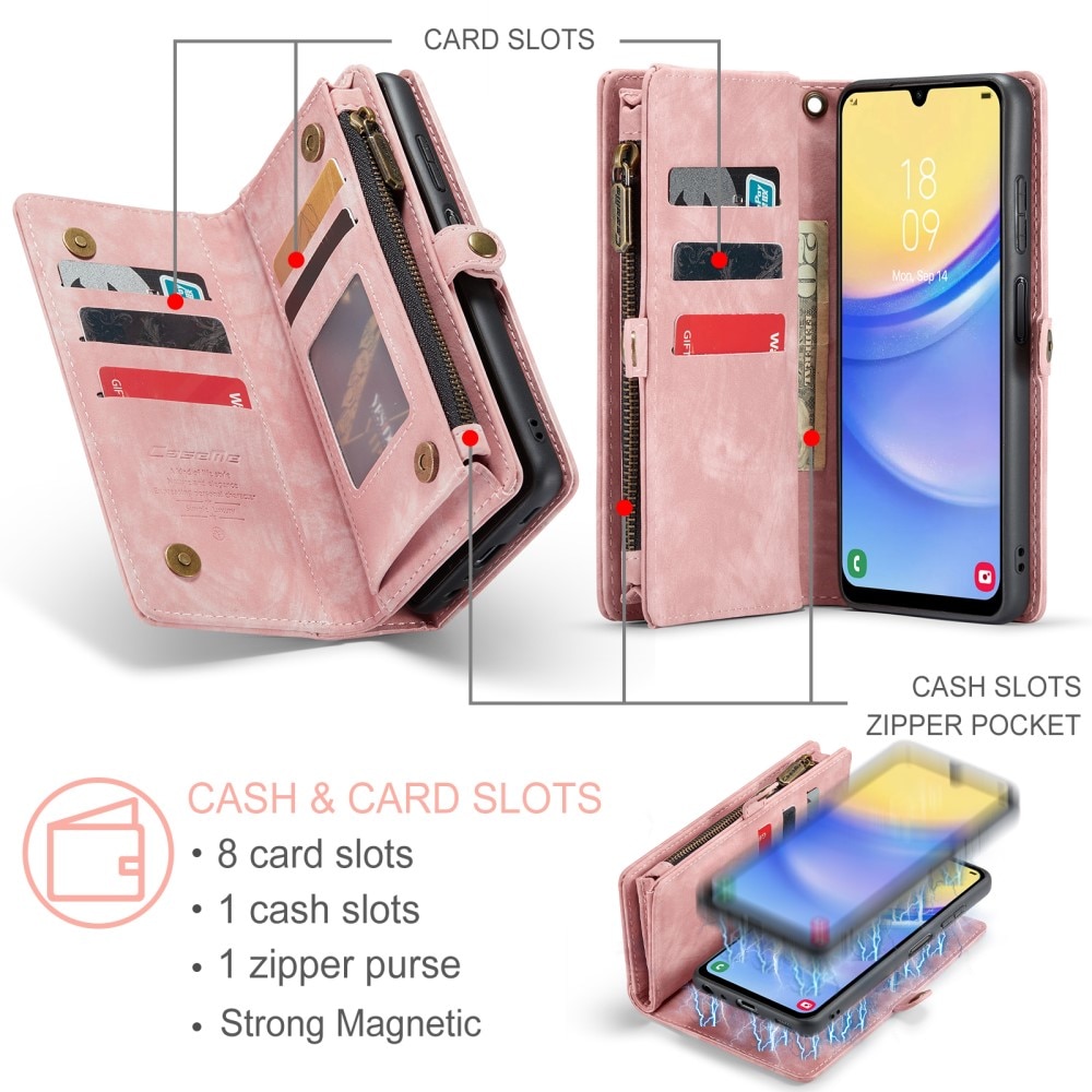 Samsung Galaxy A15 Multi-slot Wallet Case Pink