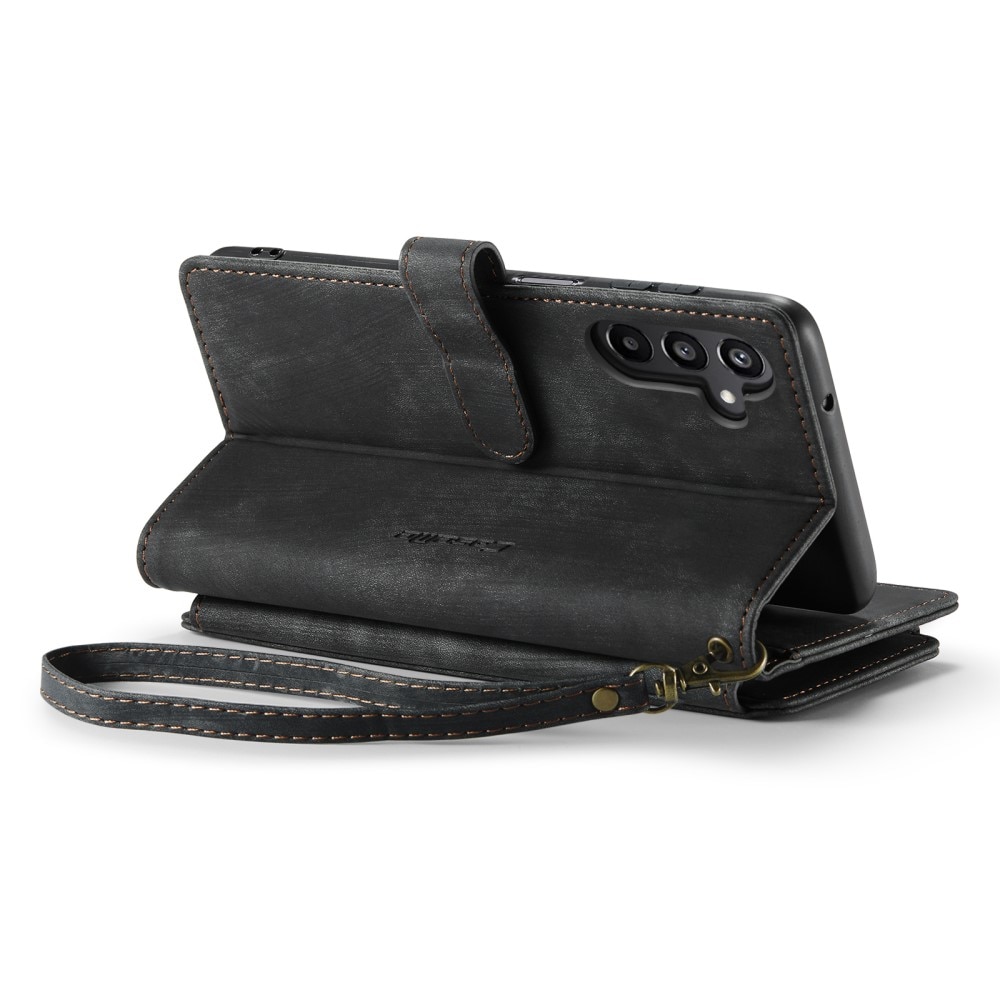 Samsung Galaxy A15 Zipper Wallet Book Cover Black