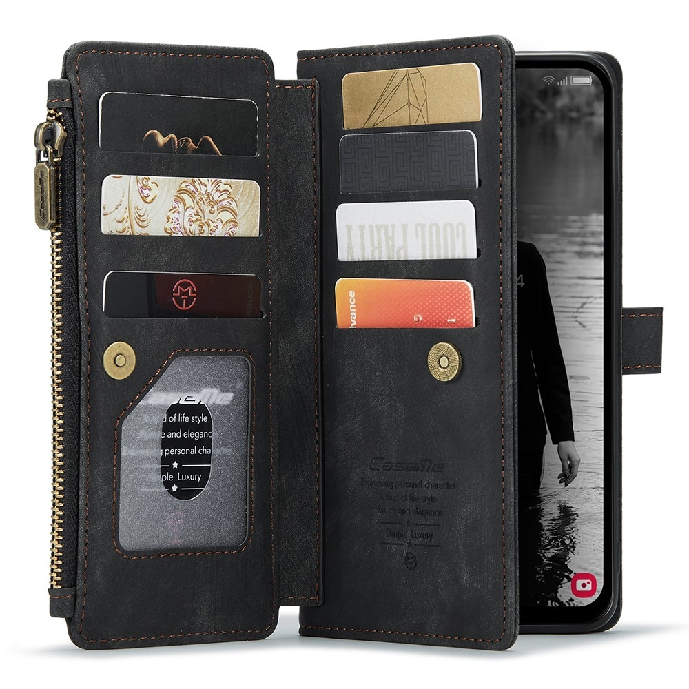 Samsung Galaxy A15 Zipper Wallet Book Cover Black