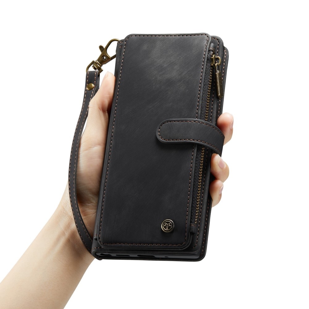 Samsung Galaxy A15 Zipper Wallet Book Cover Black