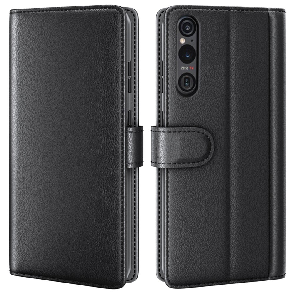 Sony Xperia 1 VI Genuine Leather Wallet Case Black