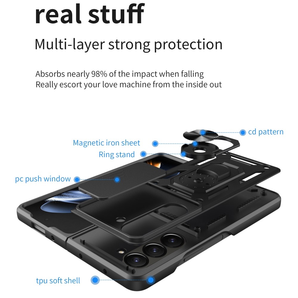 Samsung Galaxy Z Fold 6 Hybrid Case Tech Ring w. Camera Protector Black