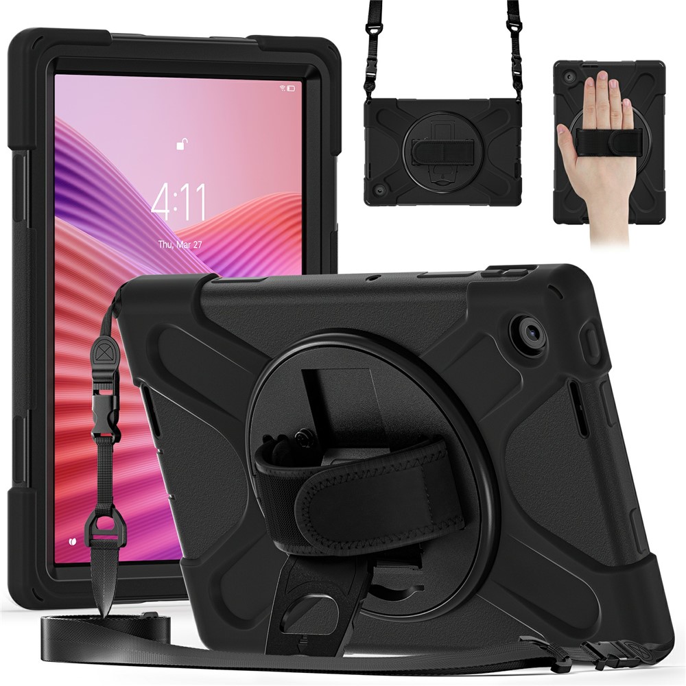  Lenovo Tab Shockproof Hybrid Case w. Shoulder Strap Black