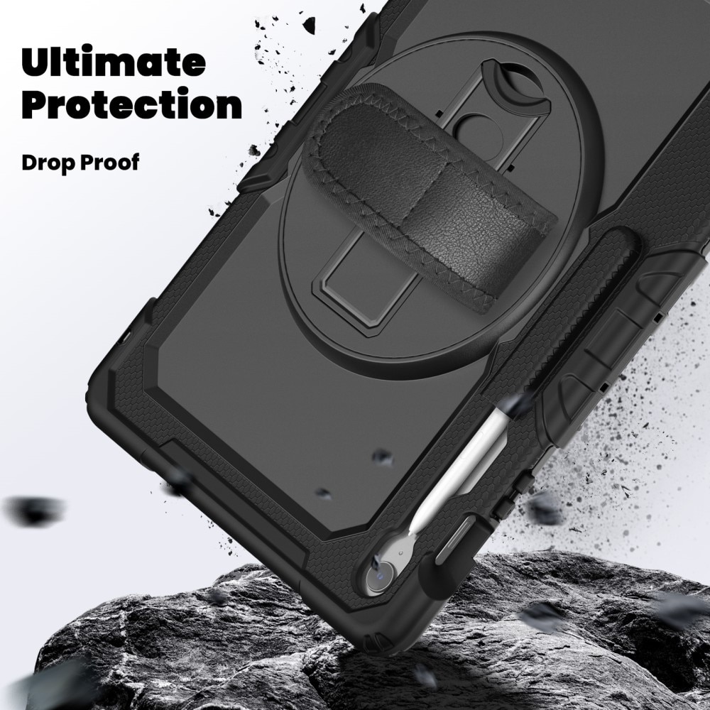 Samsung Galaxy Tab S10 FE Plus Shockproof Full Protection Hybrid Case w. Shoulder Strap Black
