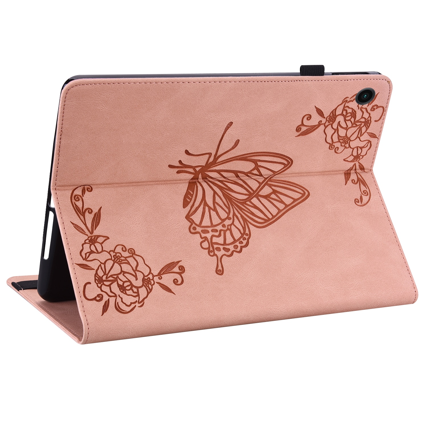Samsung Galaxy Tab A11 Leather Cover Butterflies Pink