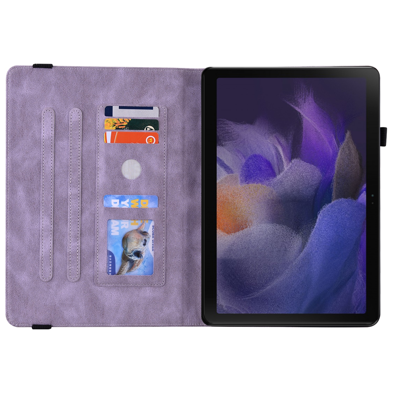 Samsung Galaxy Tab A11 Plus Leather Cover Butterflies Purple