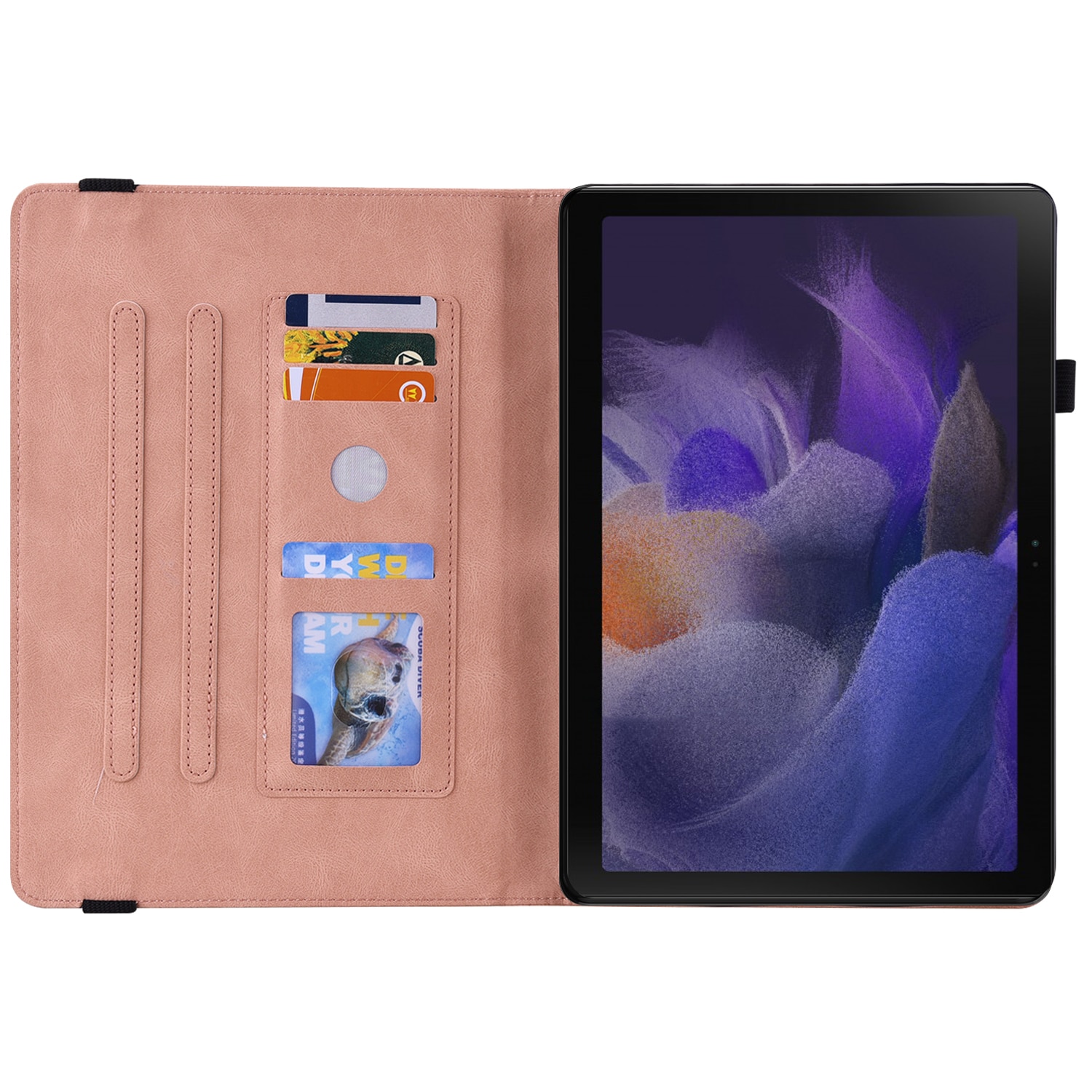 Samsung Galaxy Tab A11 Plus Leather Cover Butterflies Pink