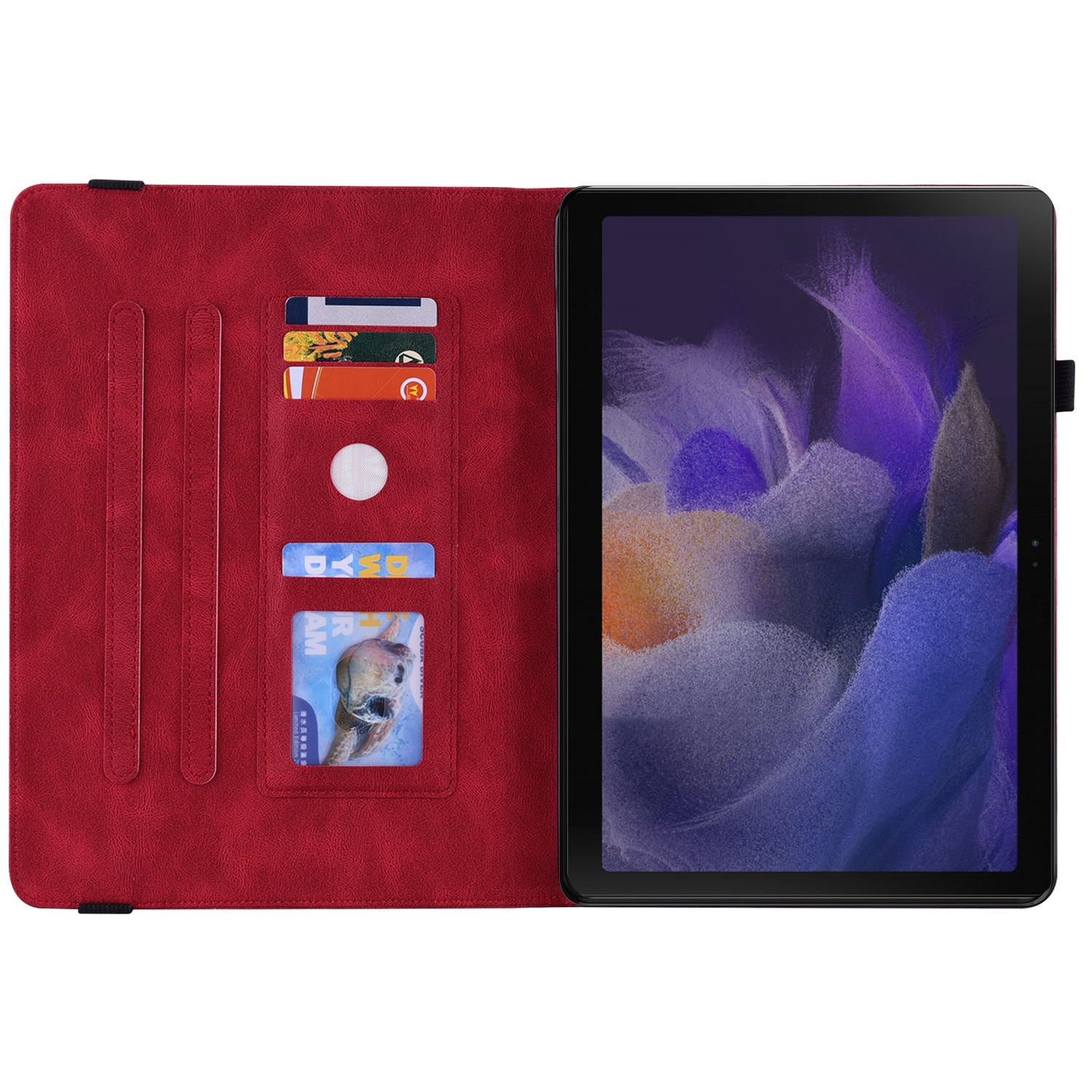 Samsung Galaxy Tab A11 Plus Leather Cover Butterflies Red