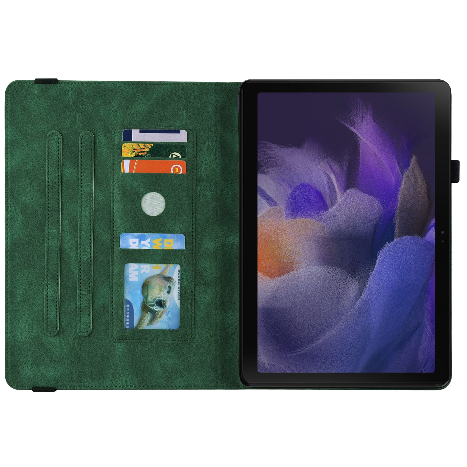 Samsung Galaxy Tab A11 Plus Leather Cover Butterflies Green