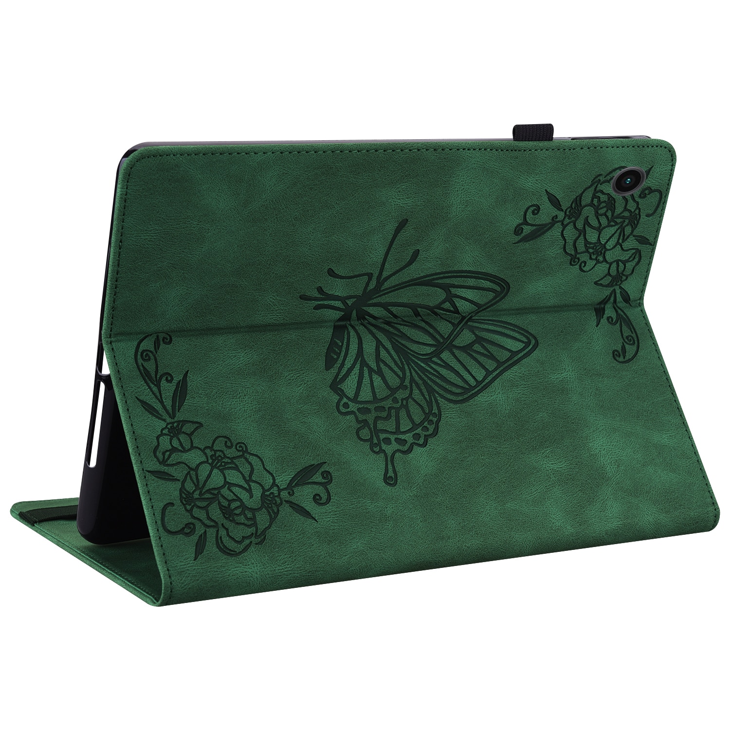 Samsung Galaxy Tab A11 Plus Leather Cover Butterflies Green