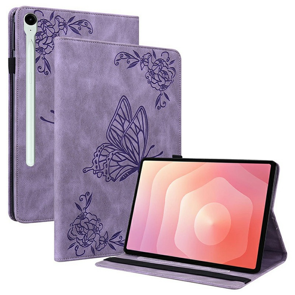 Samsung Galaxy Tab S11 Leather Cover Butterflies Purple