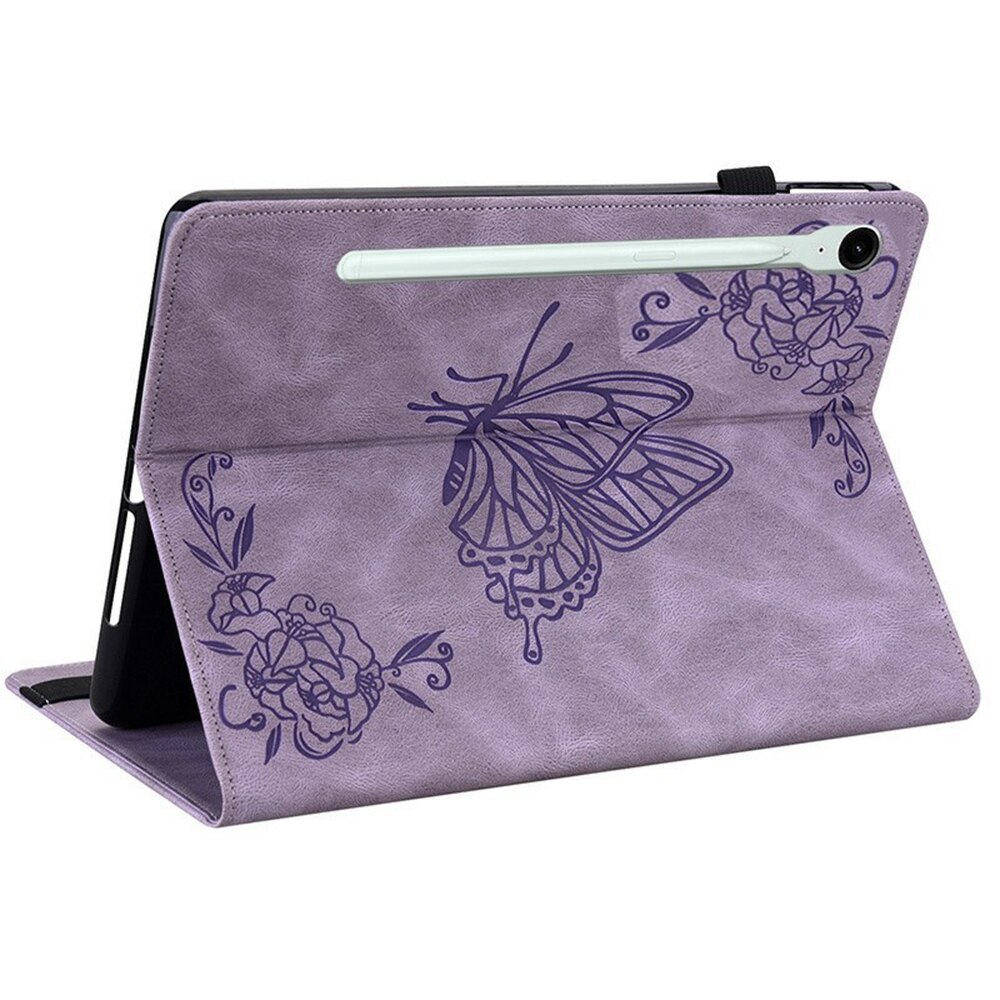 Samsung Galaxy Tab S11 Leather Cover Butterflies Purple