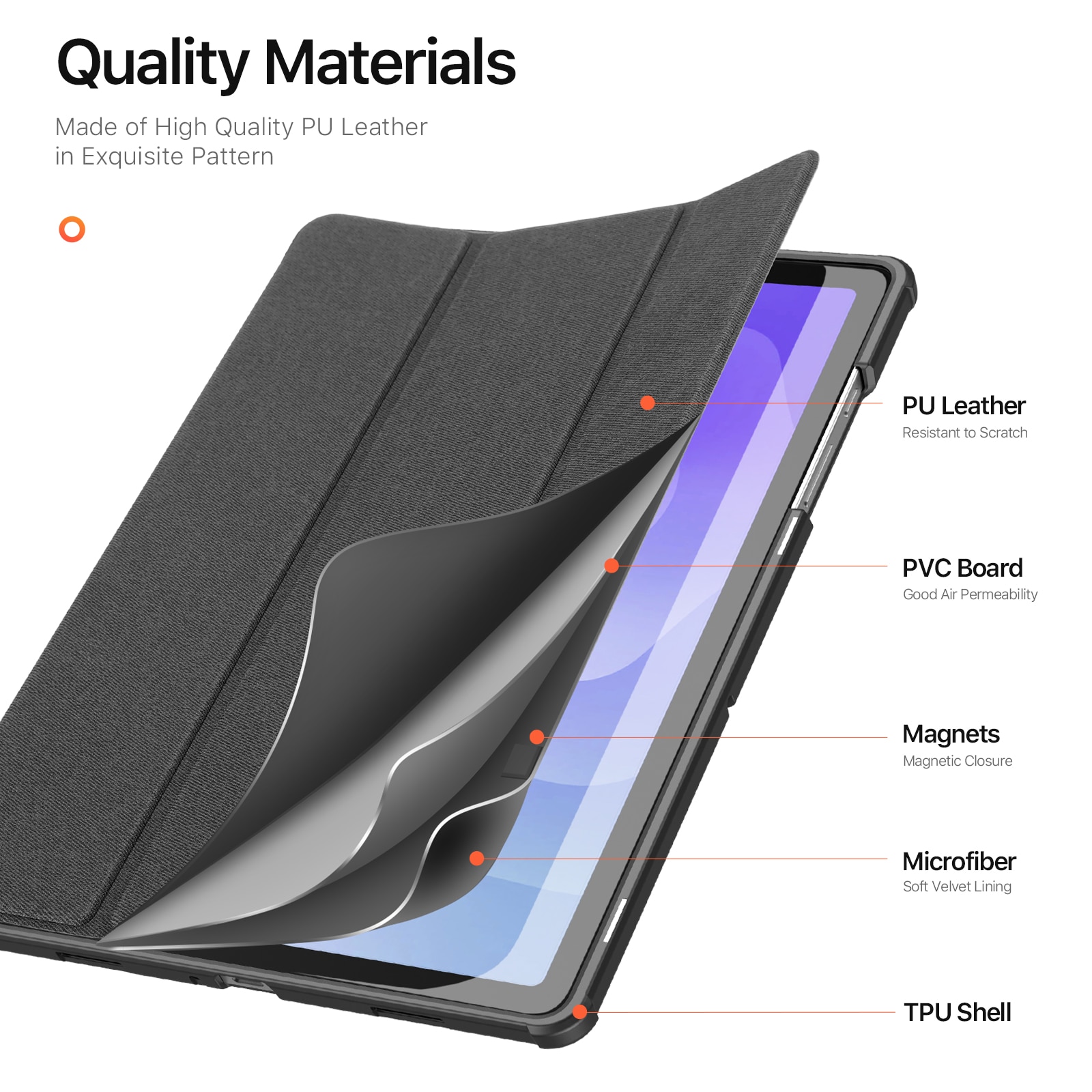 Samsung Galaxy Tab A11 Plus Domo Tri-Fold Case Black