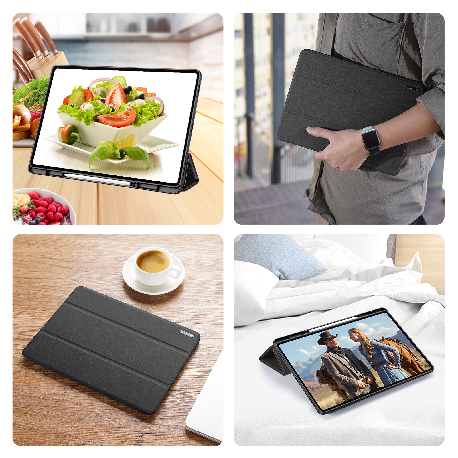 Samsung Galaxy Tab S11 Ultra Domo Tri-Fold Case Black