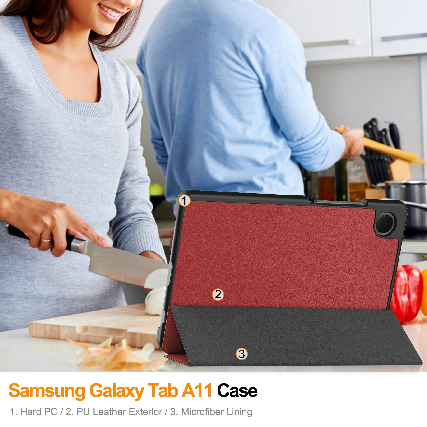 Samsung Galaxy Tab A11 Tri-Fold Cover Red