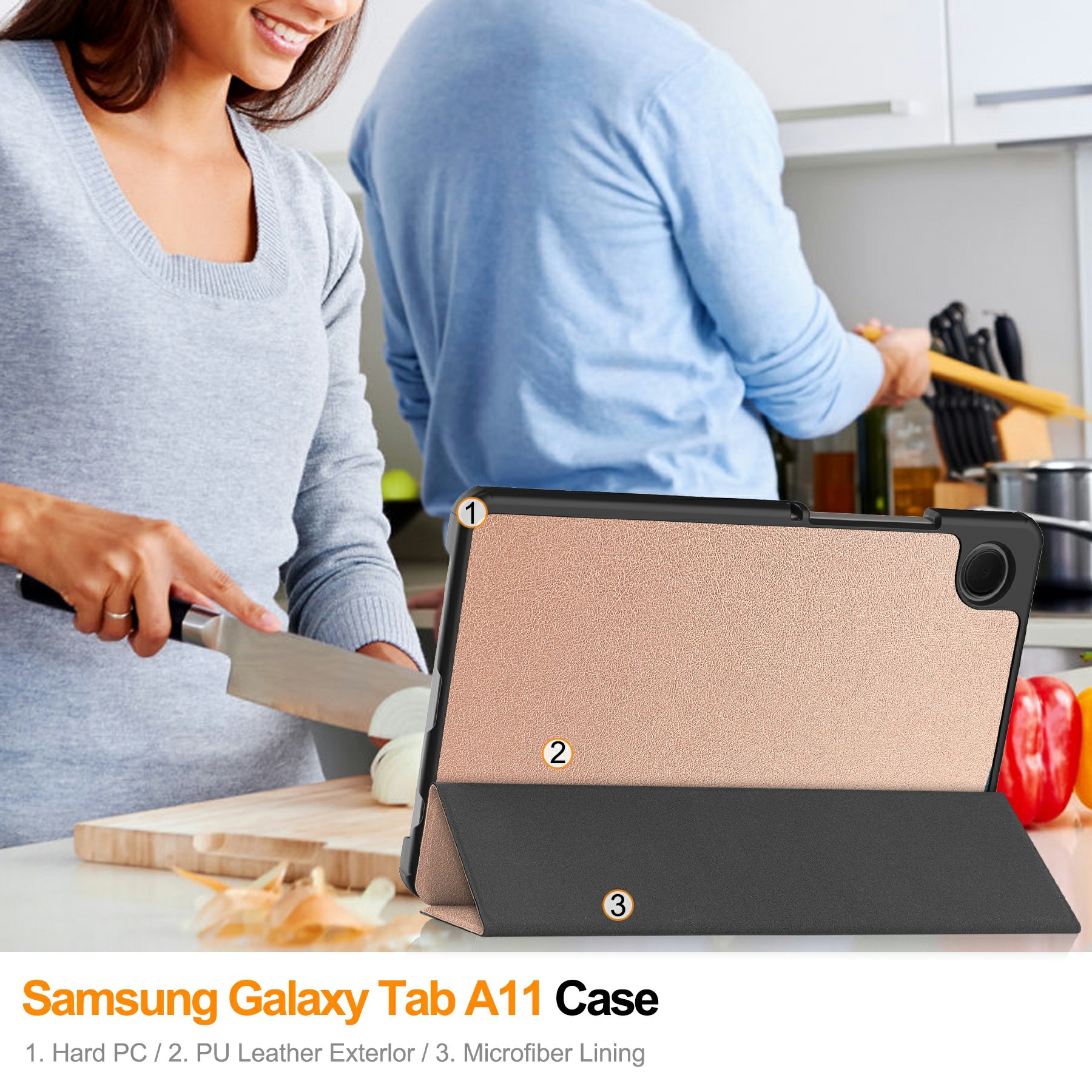 Samsung Galaxy Tab A11 Tri-Fold Cover Rose Gold