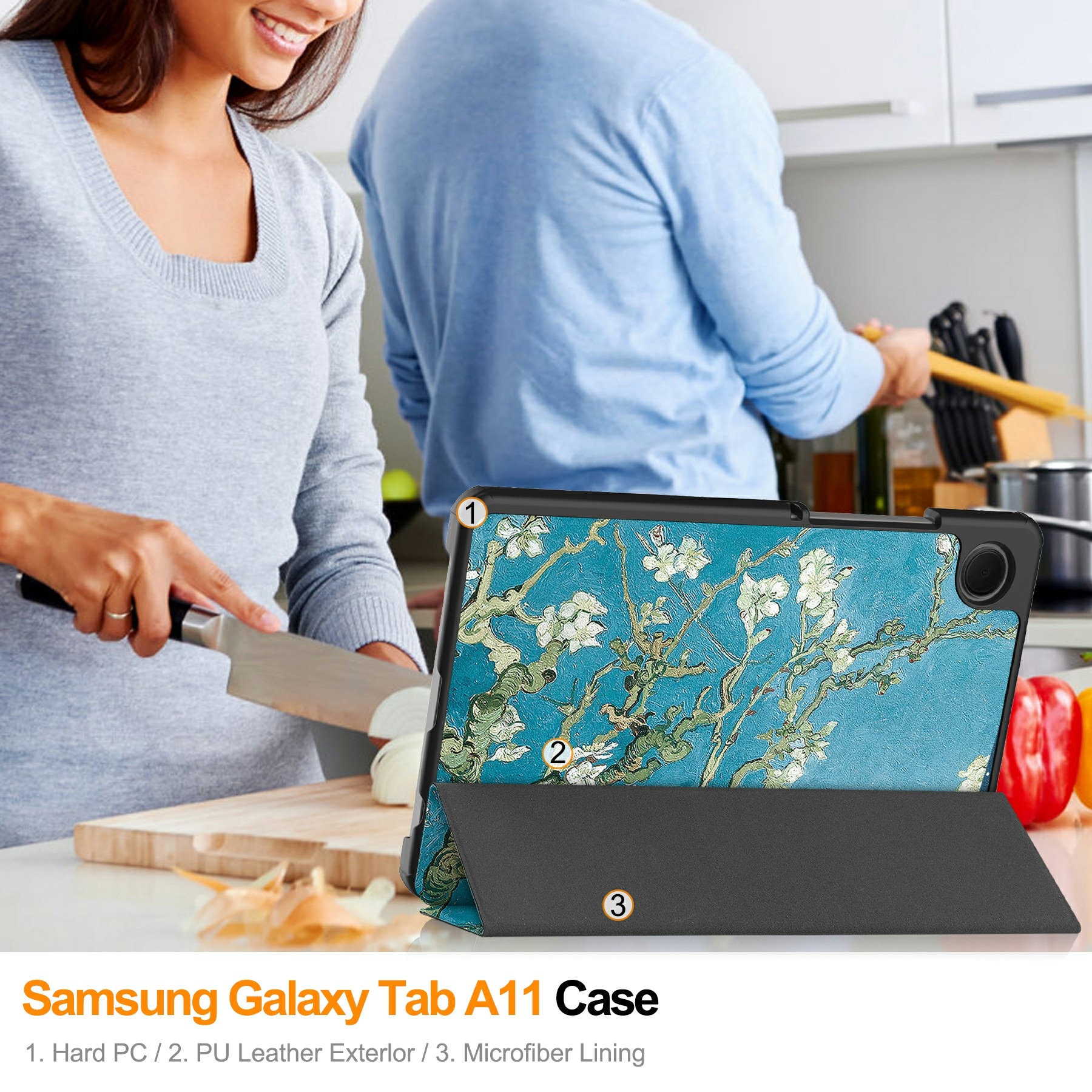 Samsung Galaxy Tab A11 Tri-Fold Cover Cherry blossoms