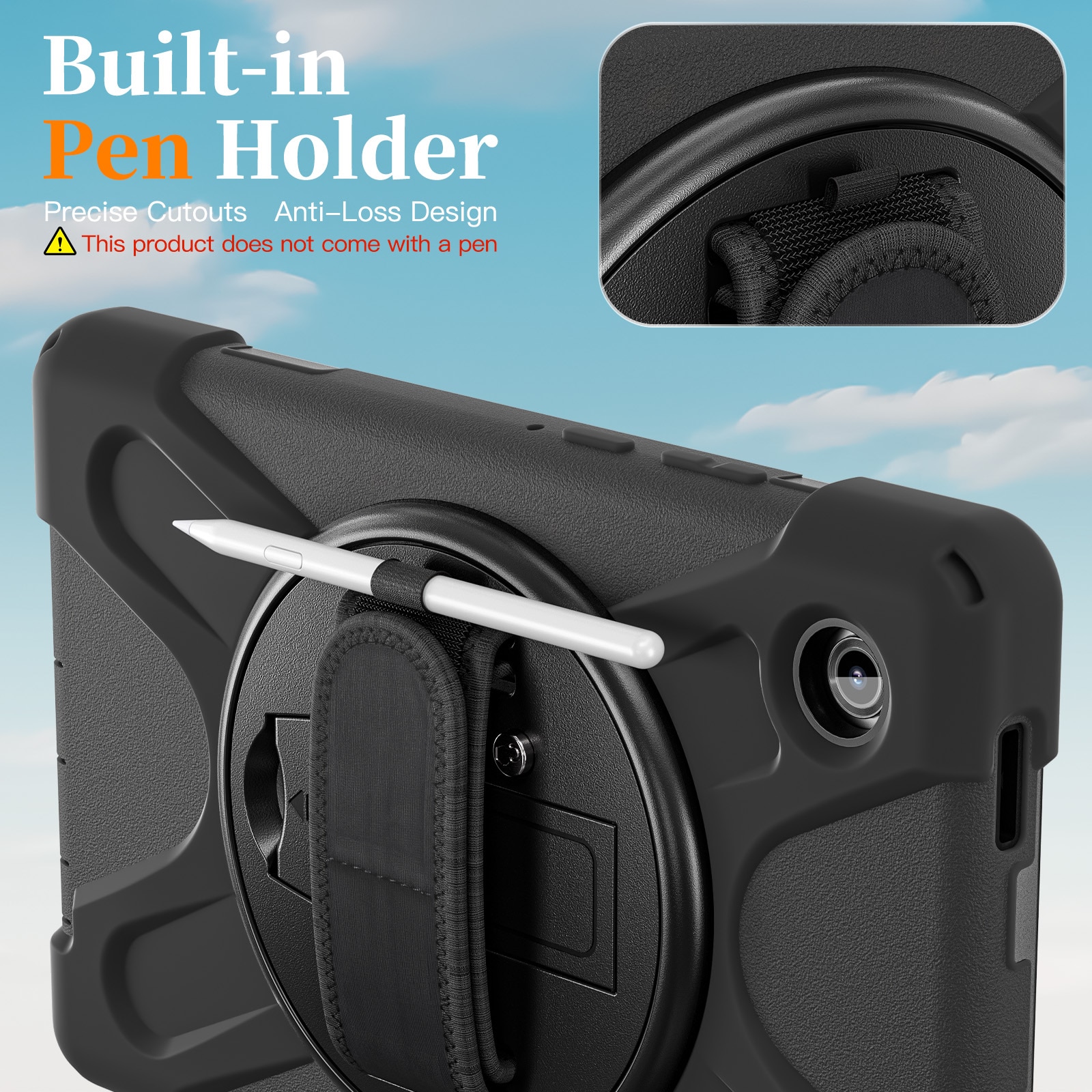 Samsung Galaxy Tab A11 Plus Shockproof Hybrid Case w. Shoulder Strap Black