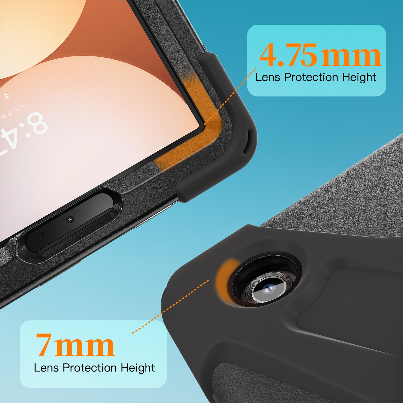 Samsung Galaxy Tab A11 Plus Shockproof Hybrid Case w. Shoulder Strap Black