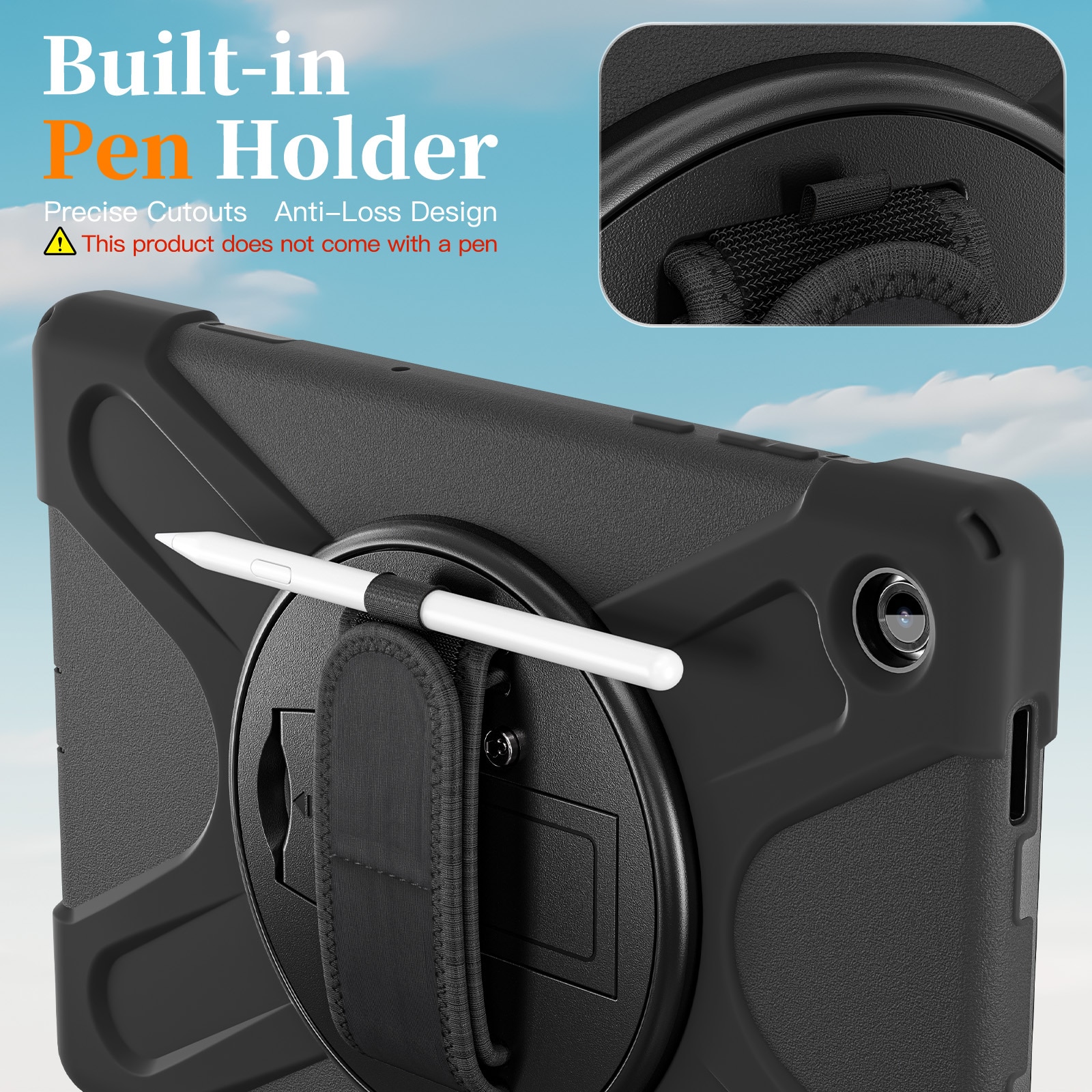Samsung Galaxy Tab A11 Plus Shockproof Hybrid Case w. Shoulder Strap Black