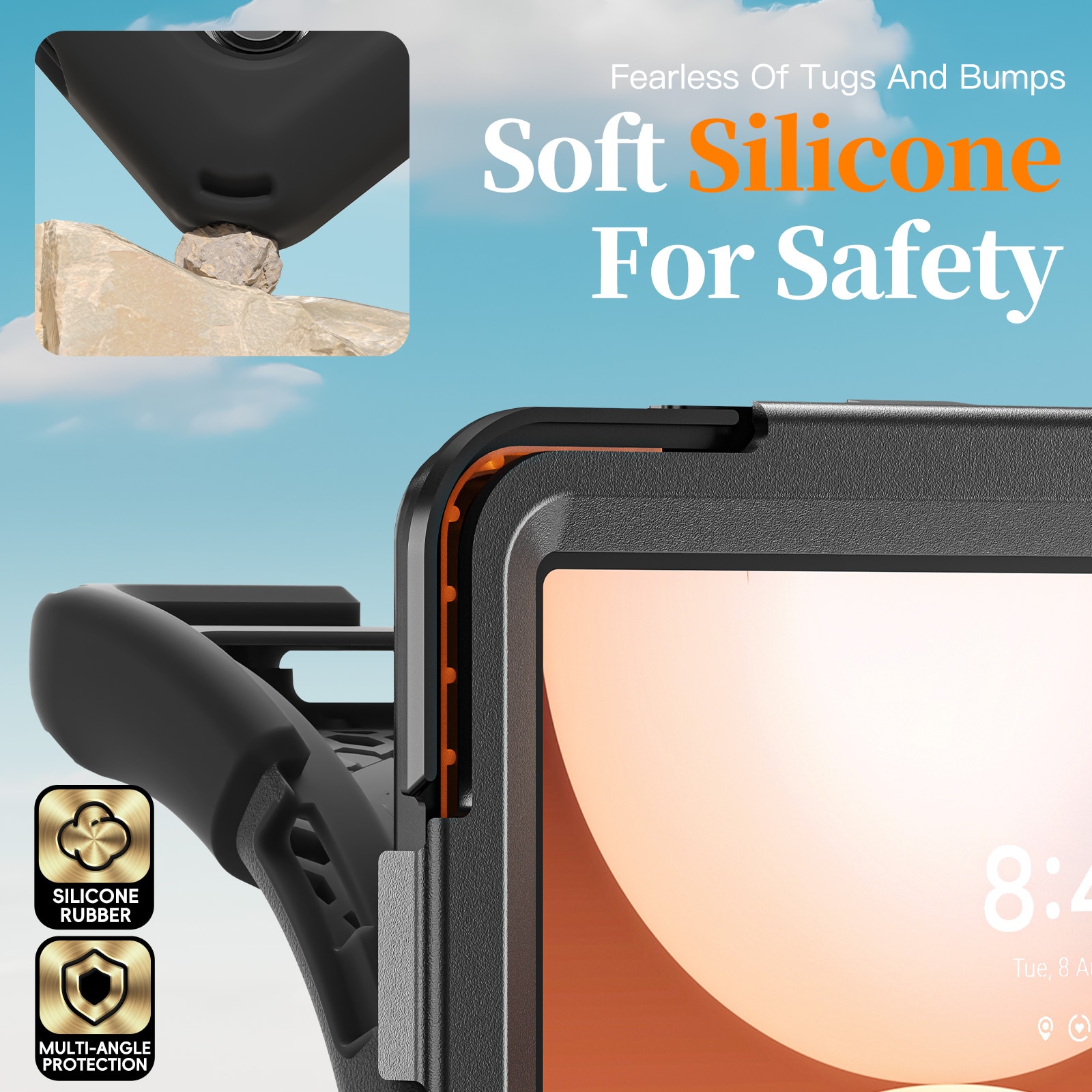 Samsung Galaxy Tab A11 Plus Shockproof Hybrid Case w. Shoulder Strap Black