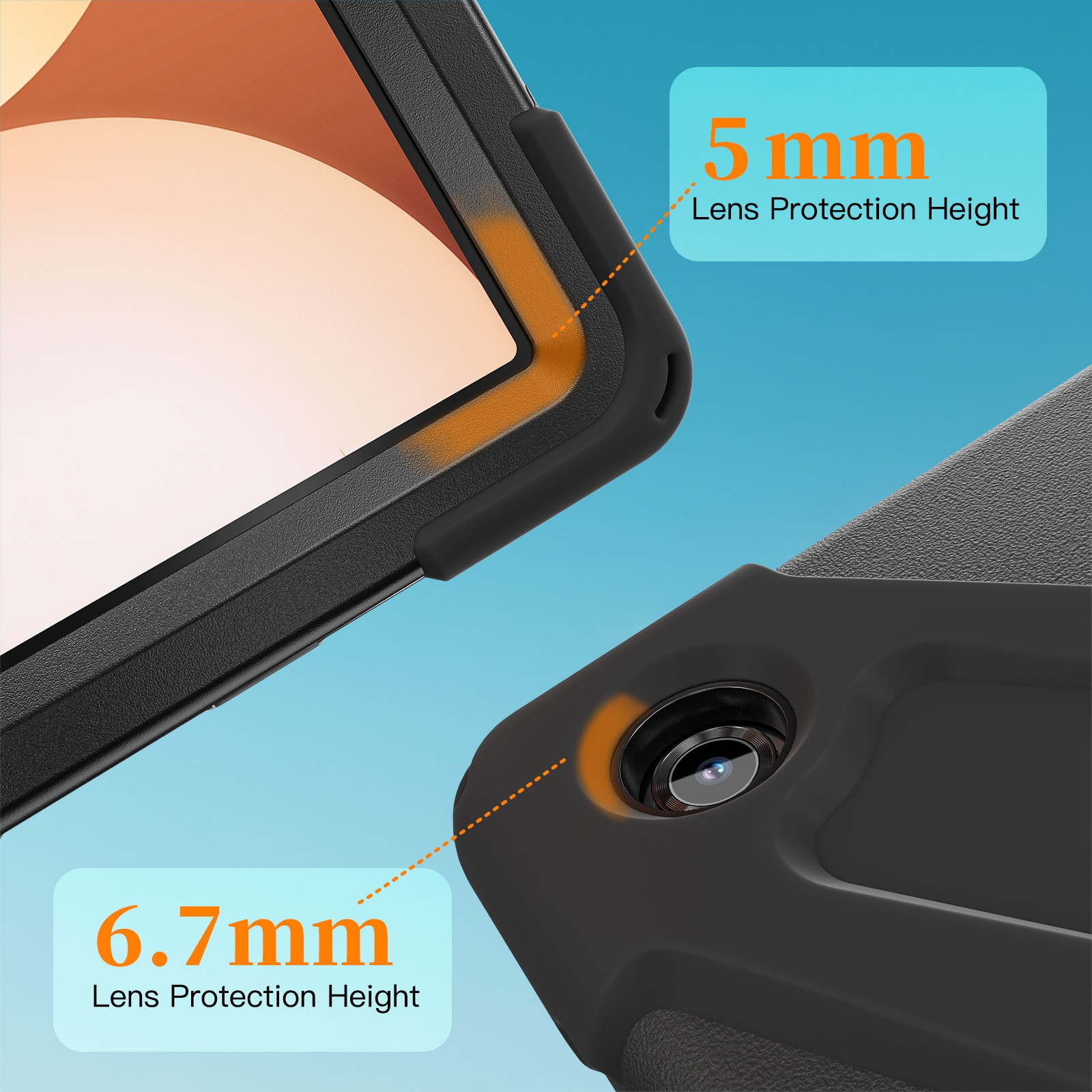 Samsung Galaxy Tab A11 Plus Shockproof Hybrid Case w. Shoulder Strap Black